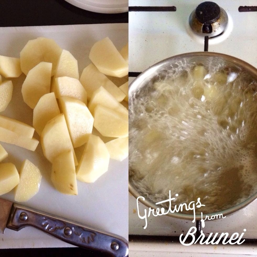 Cut it into parts and half then boil it.