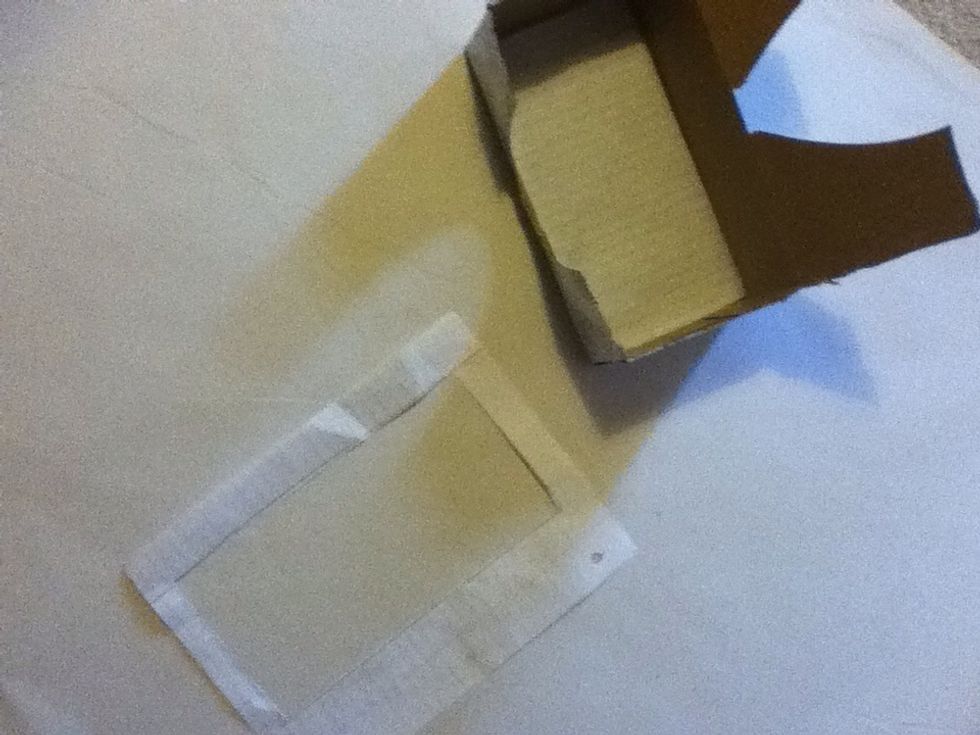Cut it out and apply (glue) to the bottom of the tissue box.