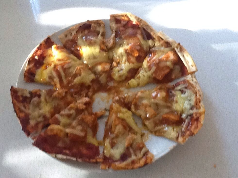 Cut it up as you please. Then it's done and ready to eat