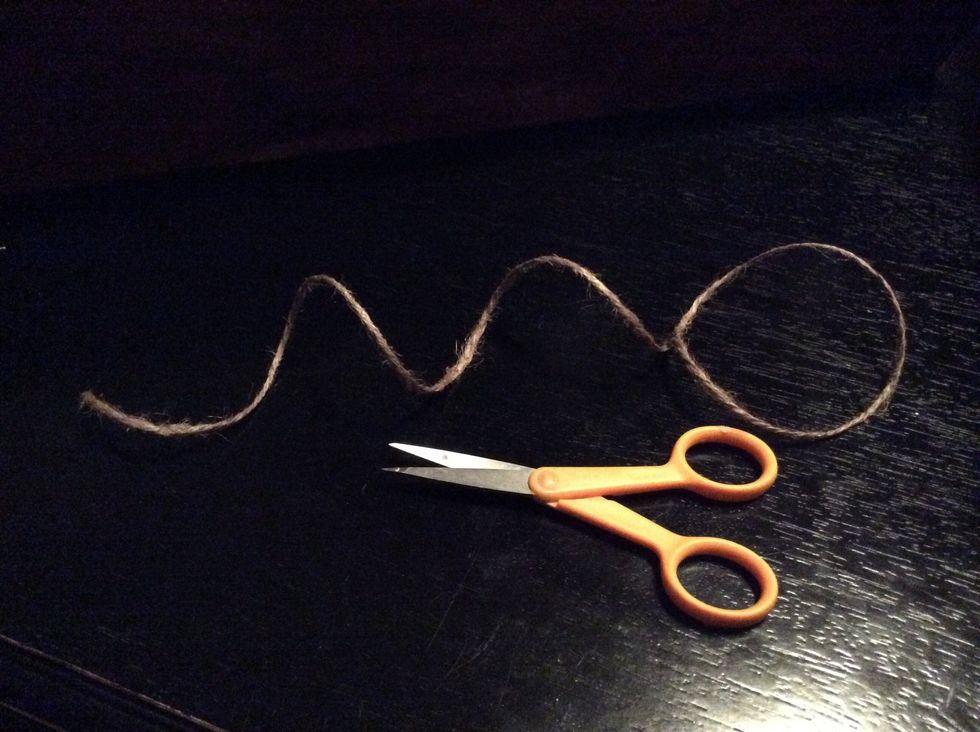 Cut jute, twine or ribbon to desired length of your banner.