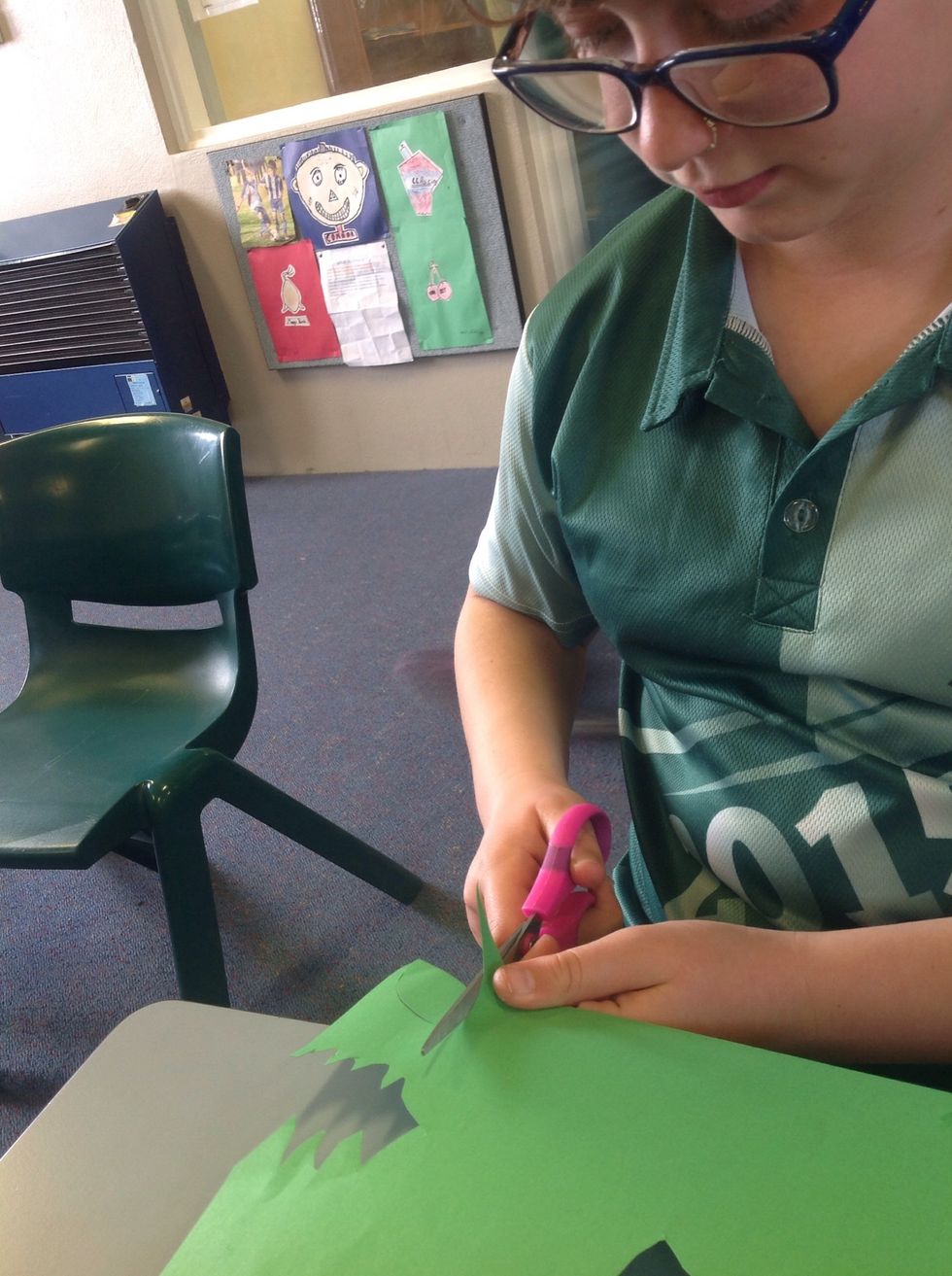 Cut leaves out of green card board