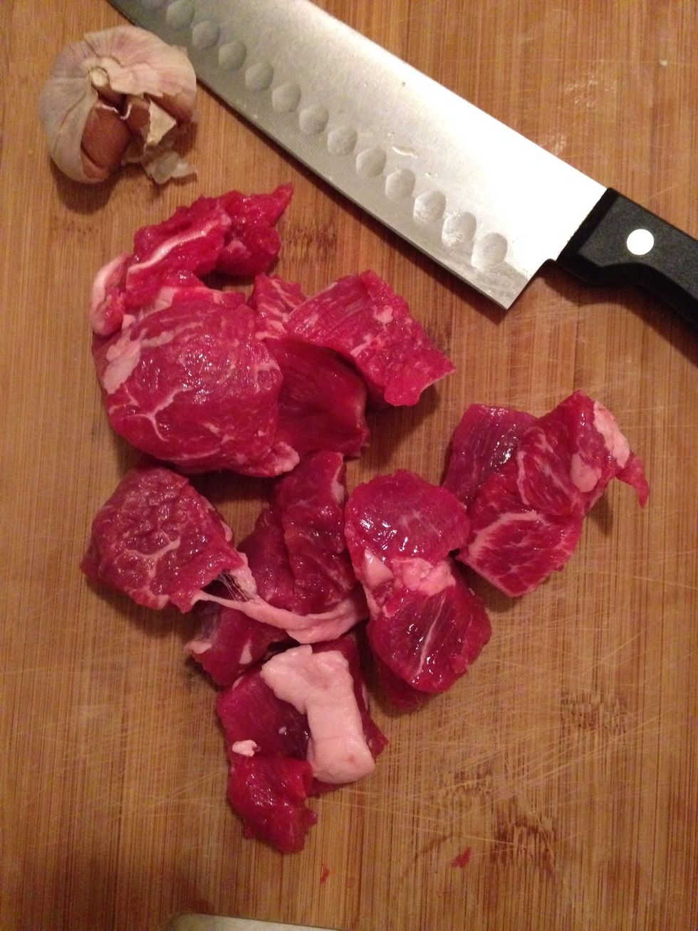 Cut need into cubes.