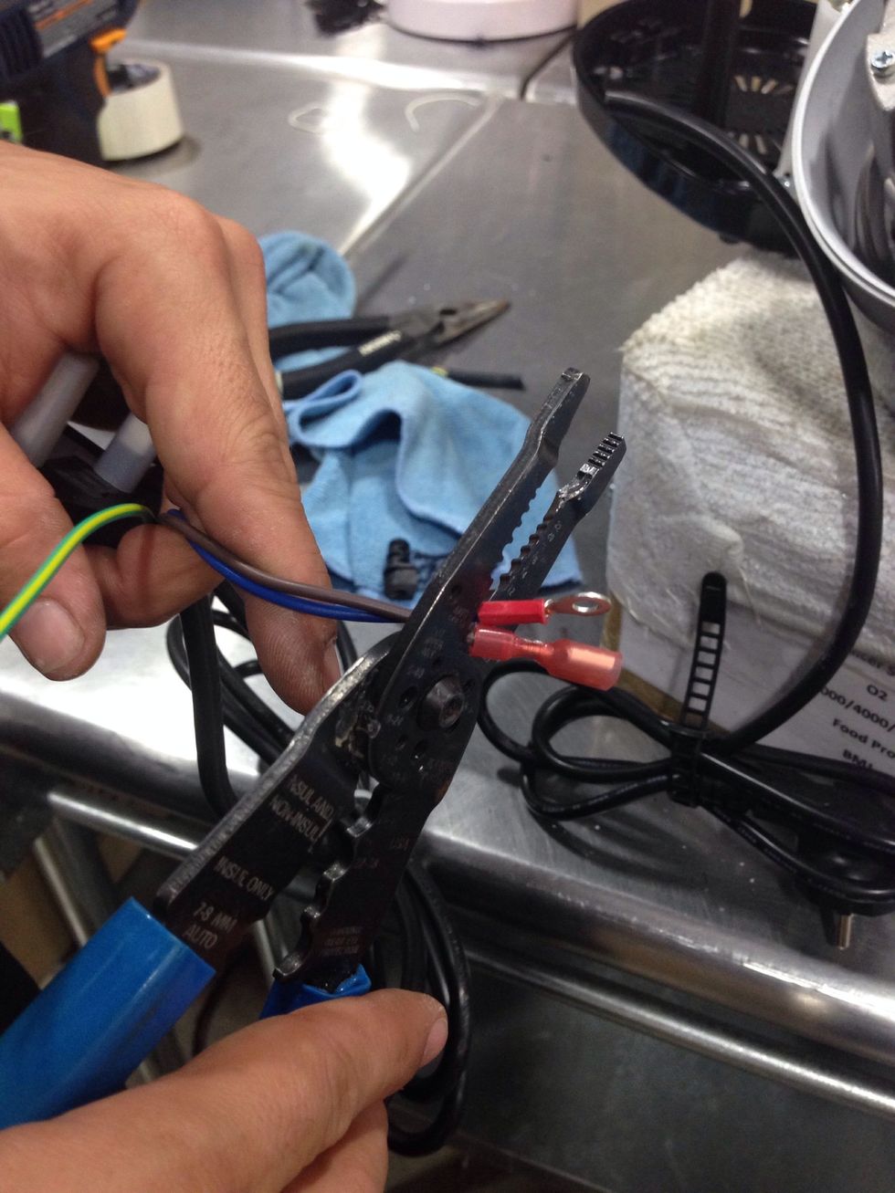 Cut off the existing connectors on the end of the new cord