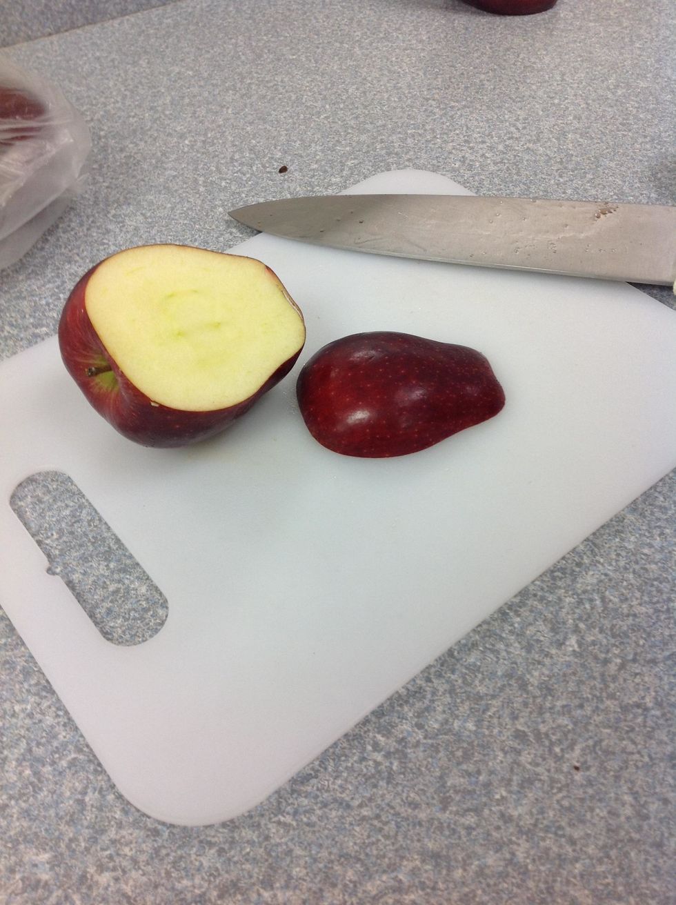 Cut off the side of the apple