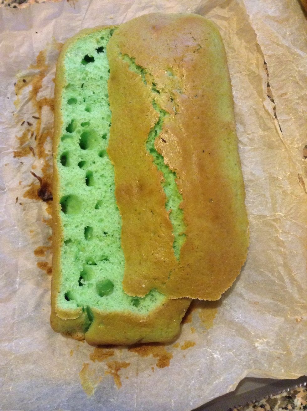 Cut off the top of your cakes.