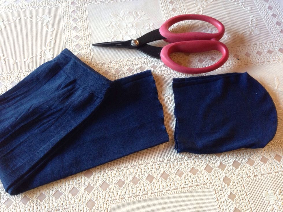 Cut off toe of sock.