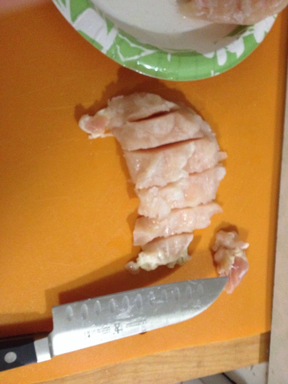 Cut once width wise.