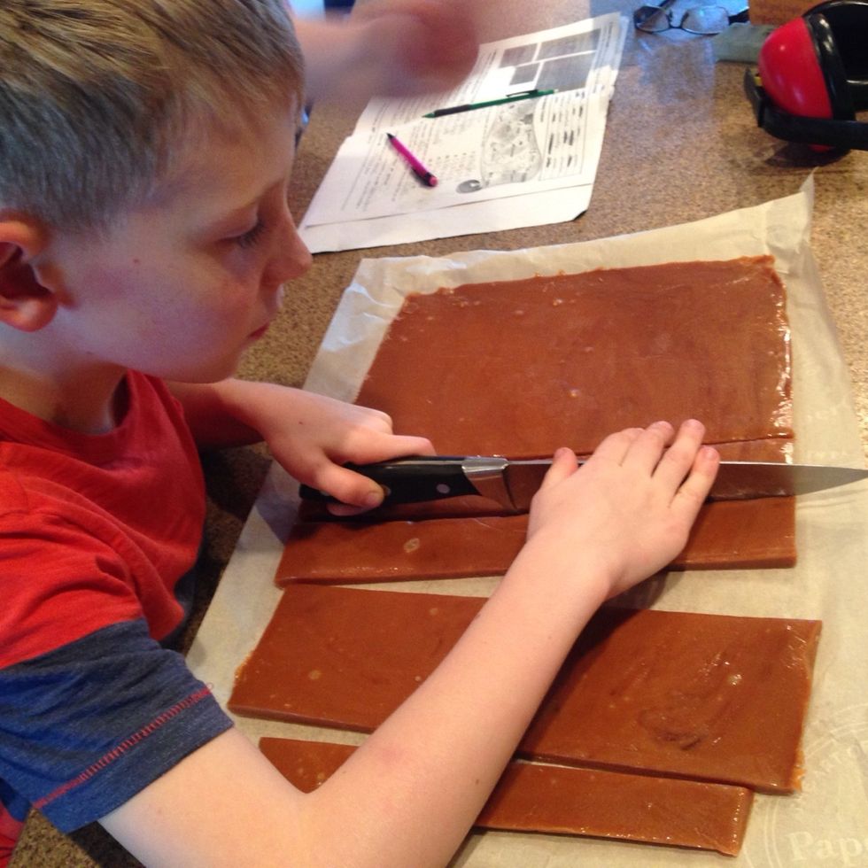 Cut or break into pieces and store in container or individually wrap. Store in the fridge.