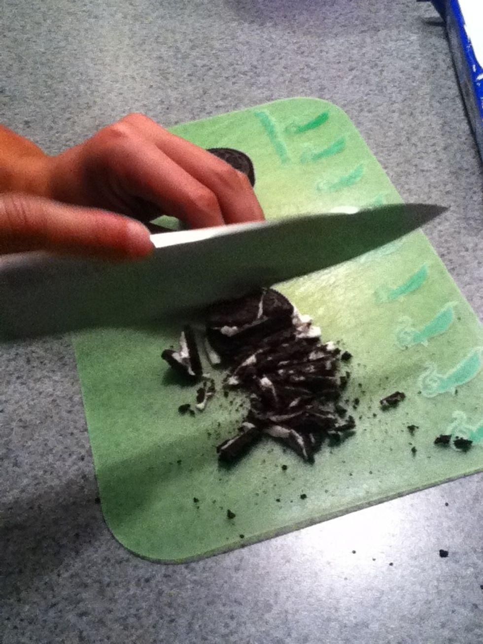 Cut oreos into small peices