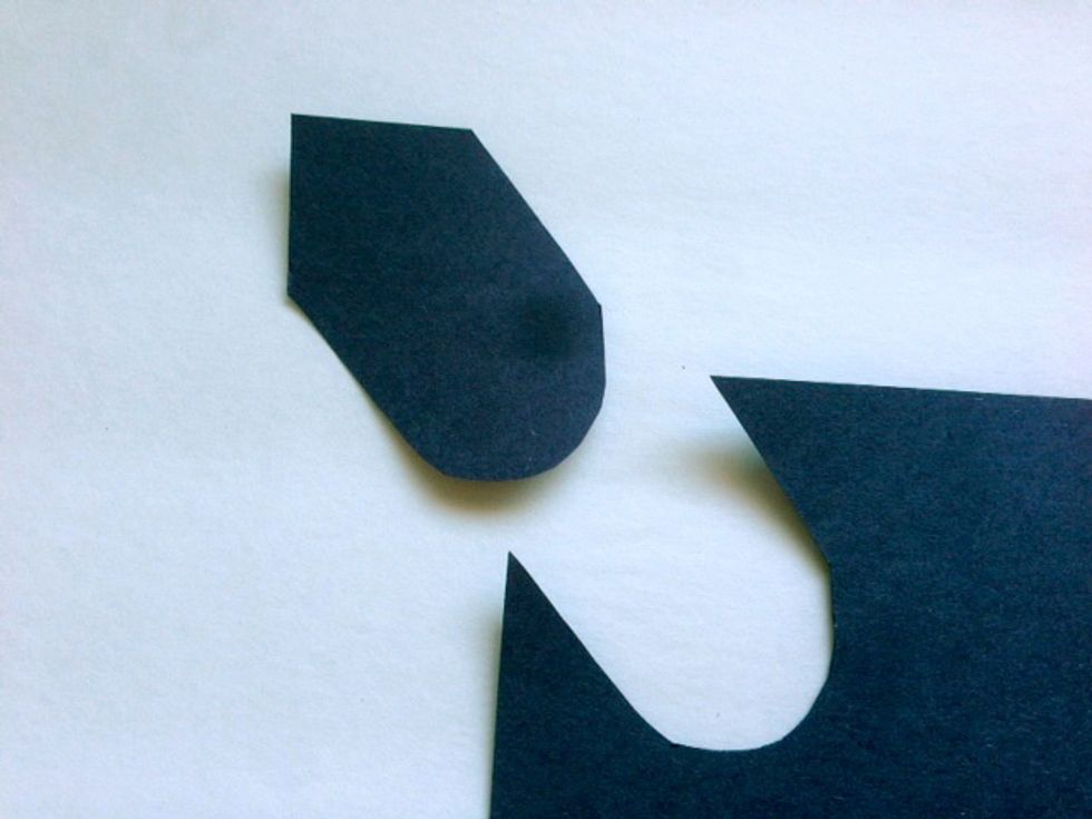 Cut out (2) pieces for the ears. Use the nickel as a template to cut out circles for the eyes and color with the black marker.