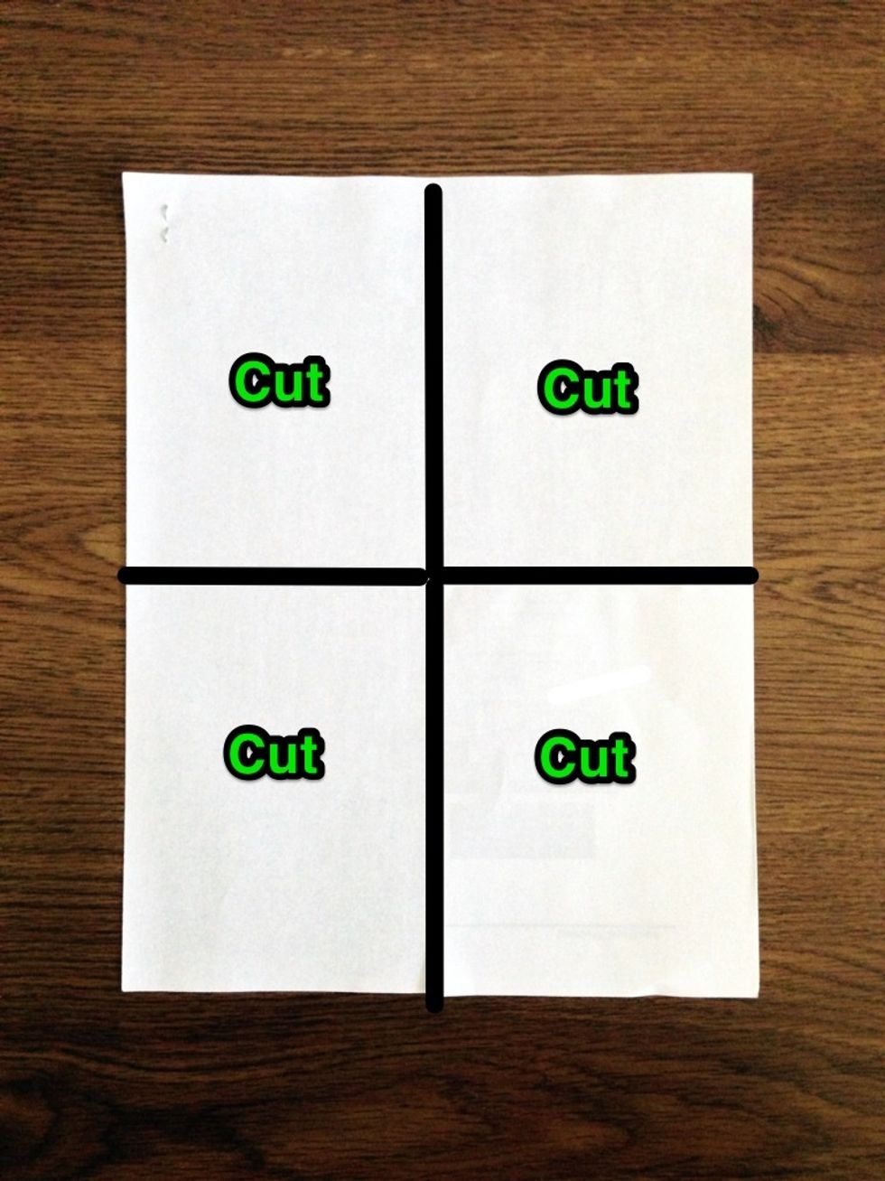 Cut out 4 squares on each sheet.