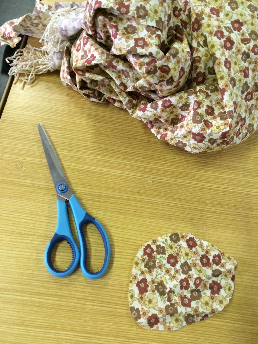 Cut out a decent size of thin material. (This will go over your bottle cap)