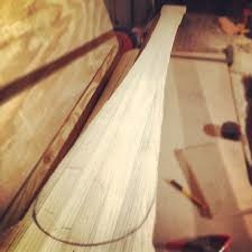 Cut out a template for the the ski using a saw