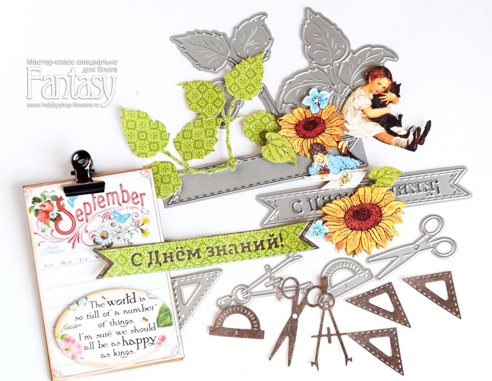Cut out all little pictures from paper sheets and prepare some die-cuts. I add some vintage look to the paper with distress ink.
