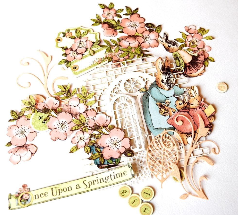 Cut out all little pictures from paper sheets and prepare some die-cuts