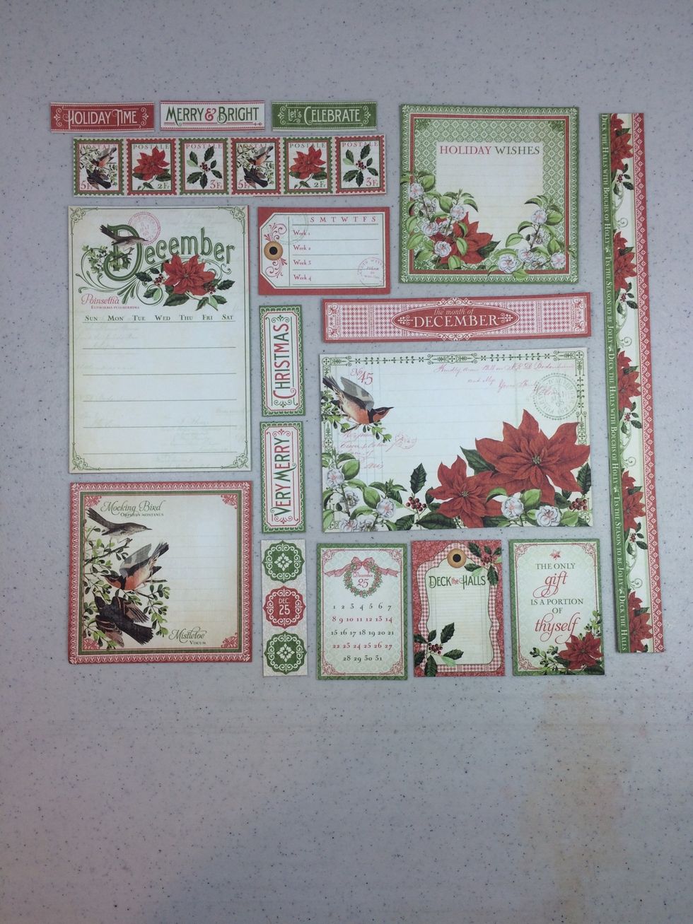 Cut out all of the parts on the December Cut-Aparts page.