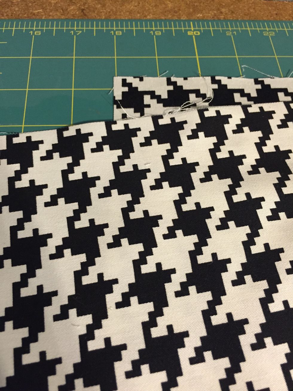 Cut out desired size of fabric (2 pieces front and back) to fit the size of your pillow. For the 20x20 pillow, I cut my fabric 21x21 to allot for a 1/2 inch seam allowance.