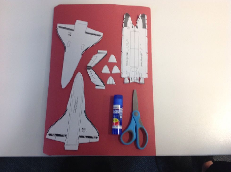 Cut out each piece of the space shuttle and set aside ready to construct your model.