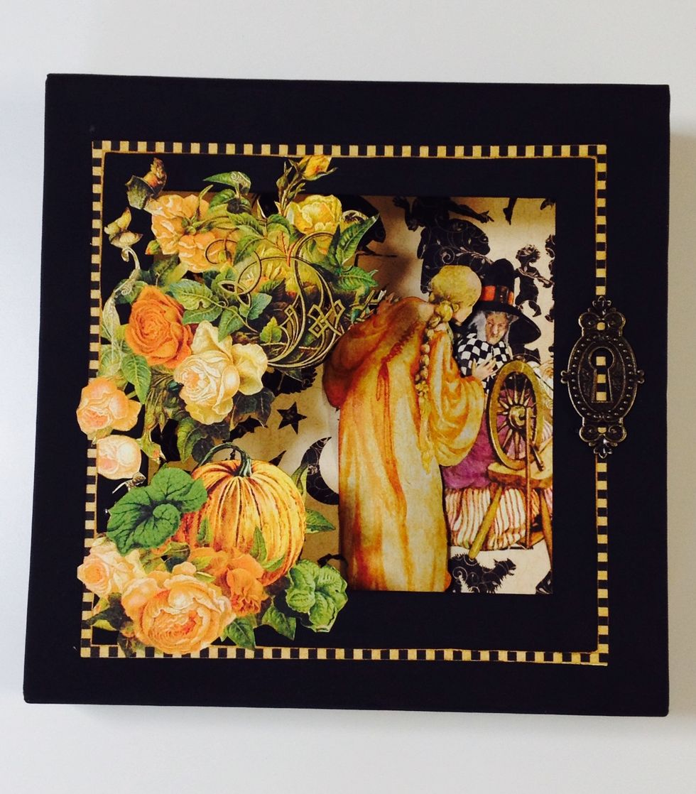 Cut out from Graphic45 An Eerie Tale12'paper  And add Graphic45 Ornate Metal Key Holes