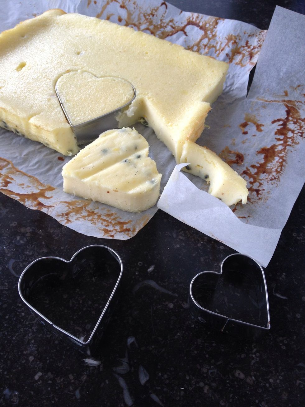 Cut out heart shapes using a cookie cutter.
