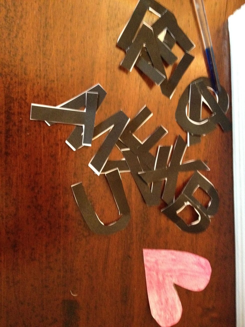 Cut out letters and heart