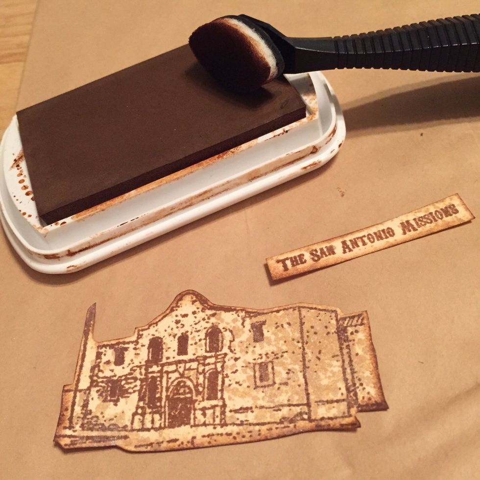 cut out pieces and distress edges with Chestnut Roan Chalk Ink