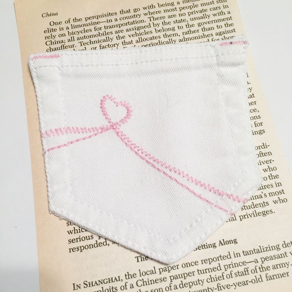 cut out pocket if using one.