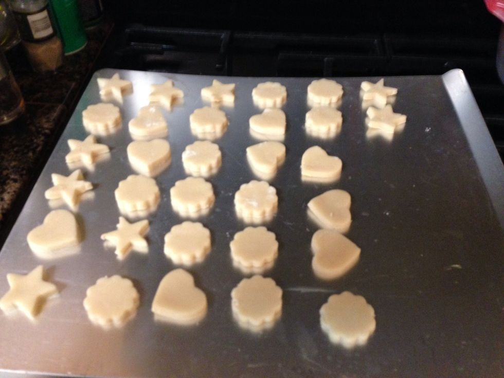 Cut out shapes & put on cookie sheet. Leave room between cookies
