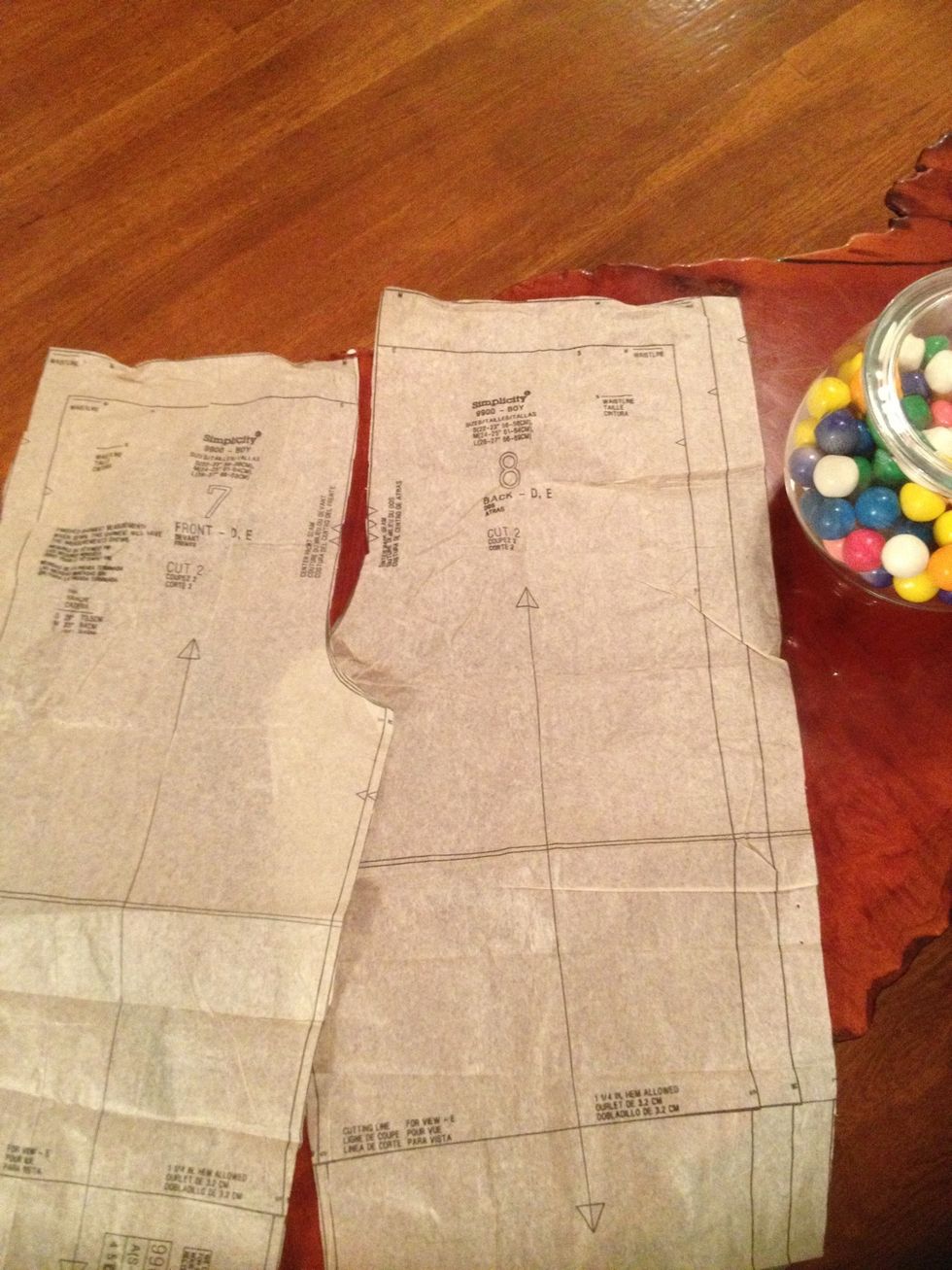 Cut out the 2 pattern pieces needed. One is for the back and one is for the front of the pants.