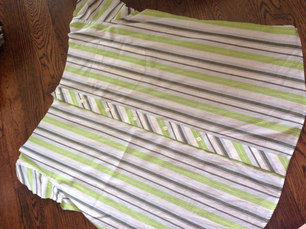 Cut out the front section of 1 shirt so you have the buttons