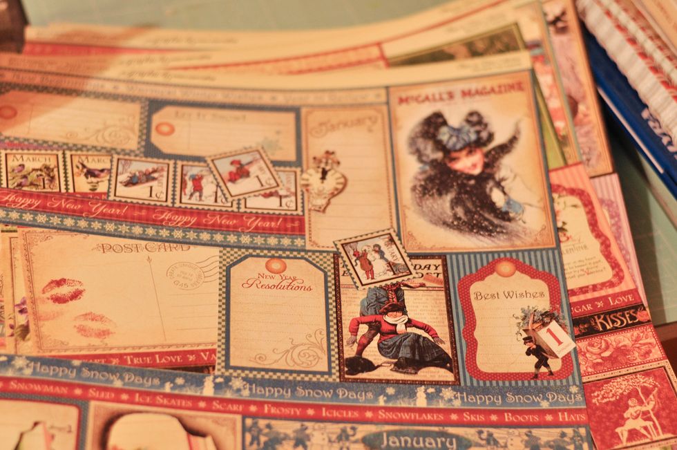 Cut out the pictures out of the paper collection " Place in Time"