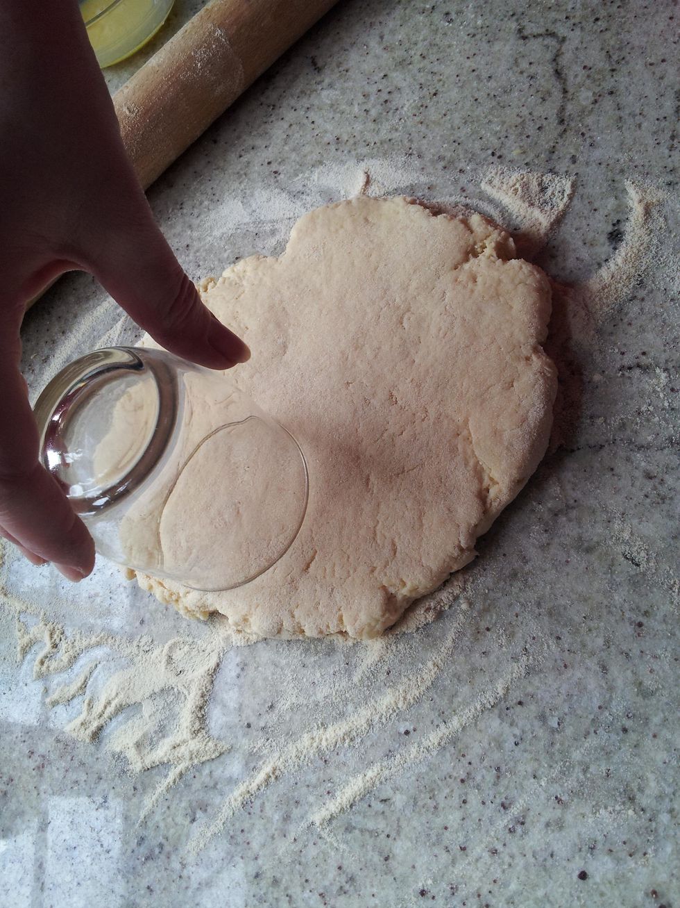 Cut out with a pastry cutter or a glass
