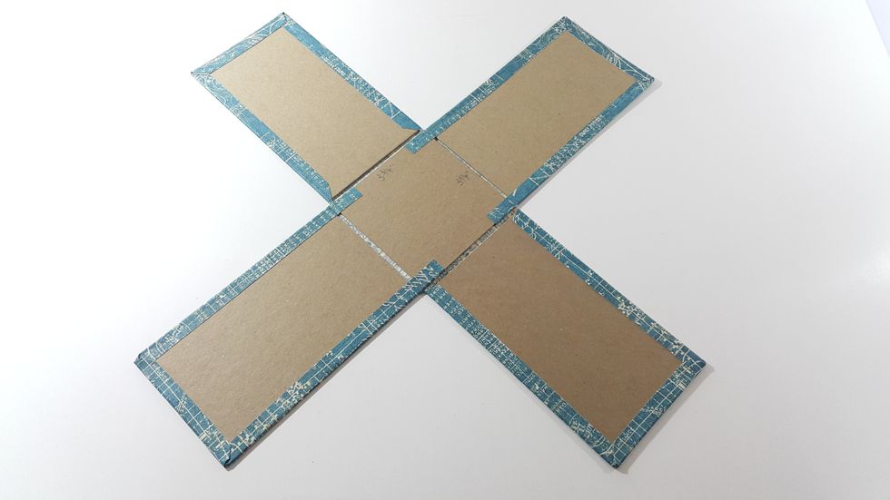 Cut paper 4pcs 8"x4-3/4"(W) to cover the outside.