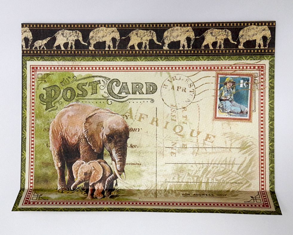 Cut paper for flap. Width: the same as pocket width (on this page 6") Length: one inch larger than pocket size (on this page 5"). Fold paper on 1" mark so the flap will fit pocket size.