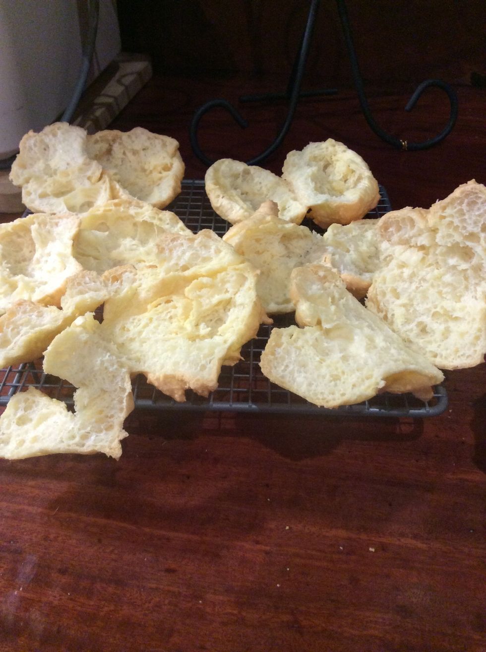 Cut pastries in half