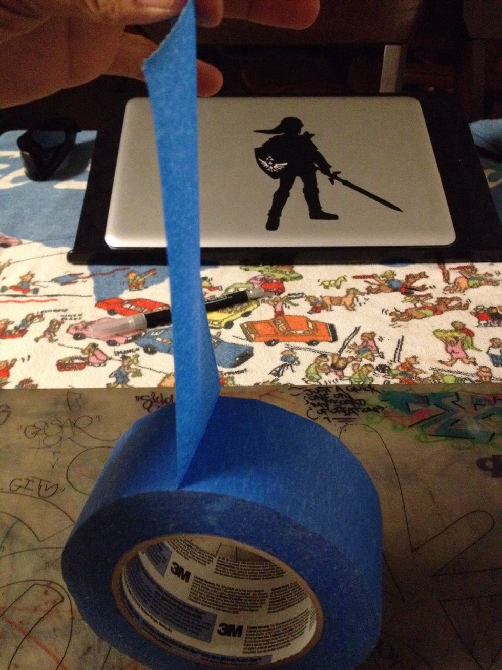 Cut pc of tape according to size of sticker you wish to create. U can choose to use separate pcs or 1 long pc depending on your letters/design. Remember that the longer the pc the easier it will tear