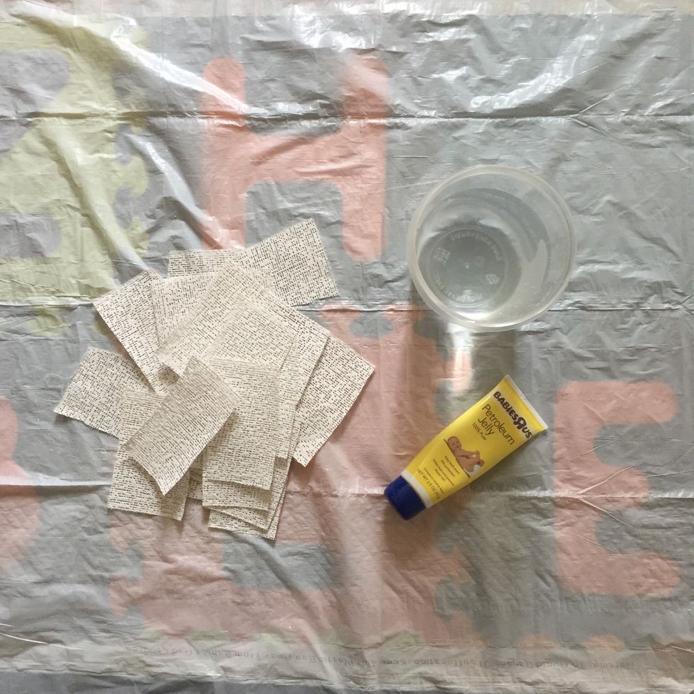 Cut plaster into 1 to 2 inch strips