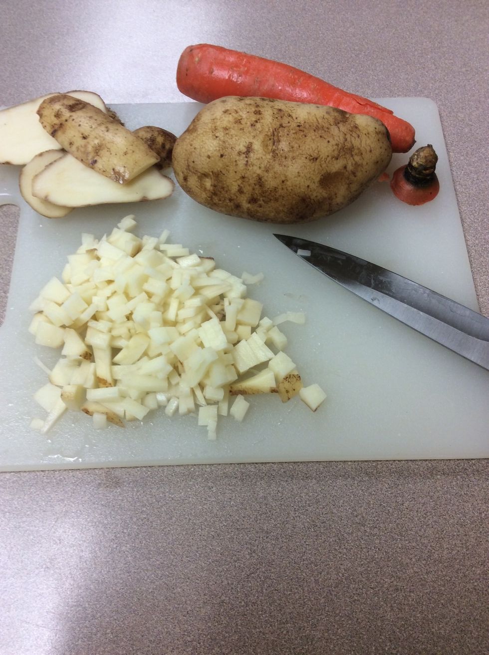 Cut potatoes into small dices