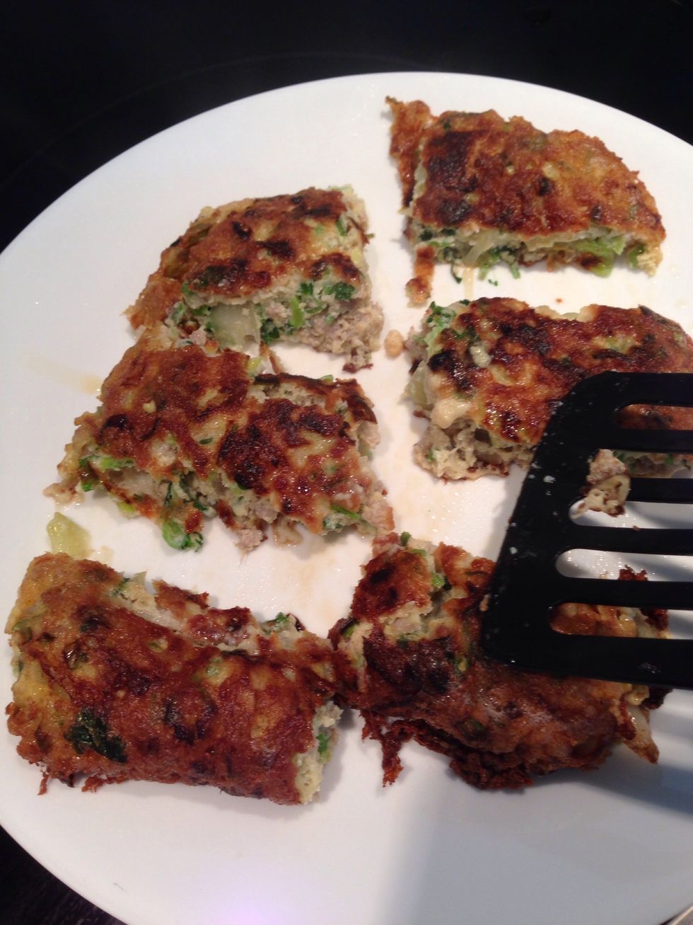 Cut precook egg into pieces