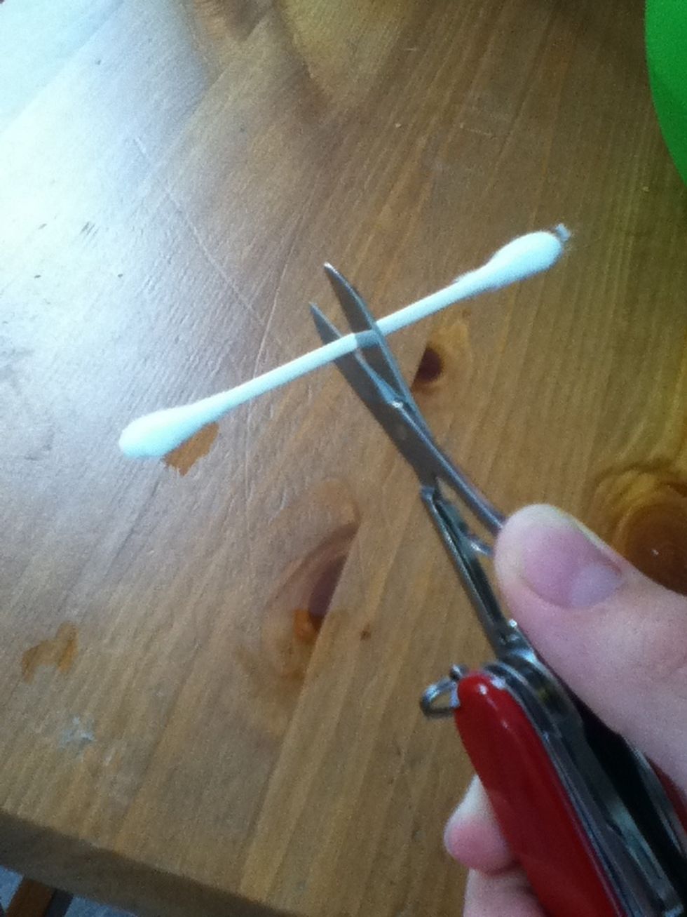 Cut Q-tip 3/4 the way down, and keep the longer side.