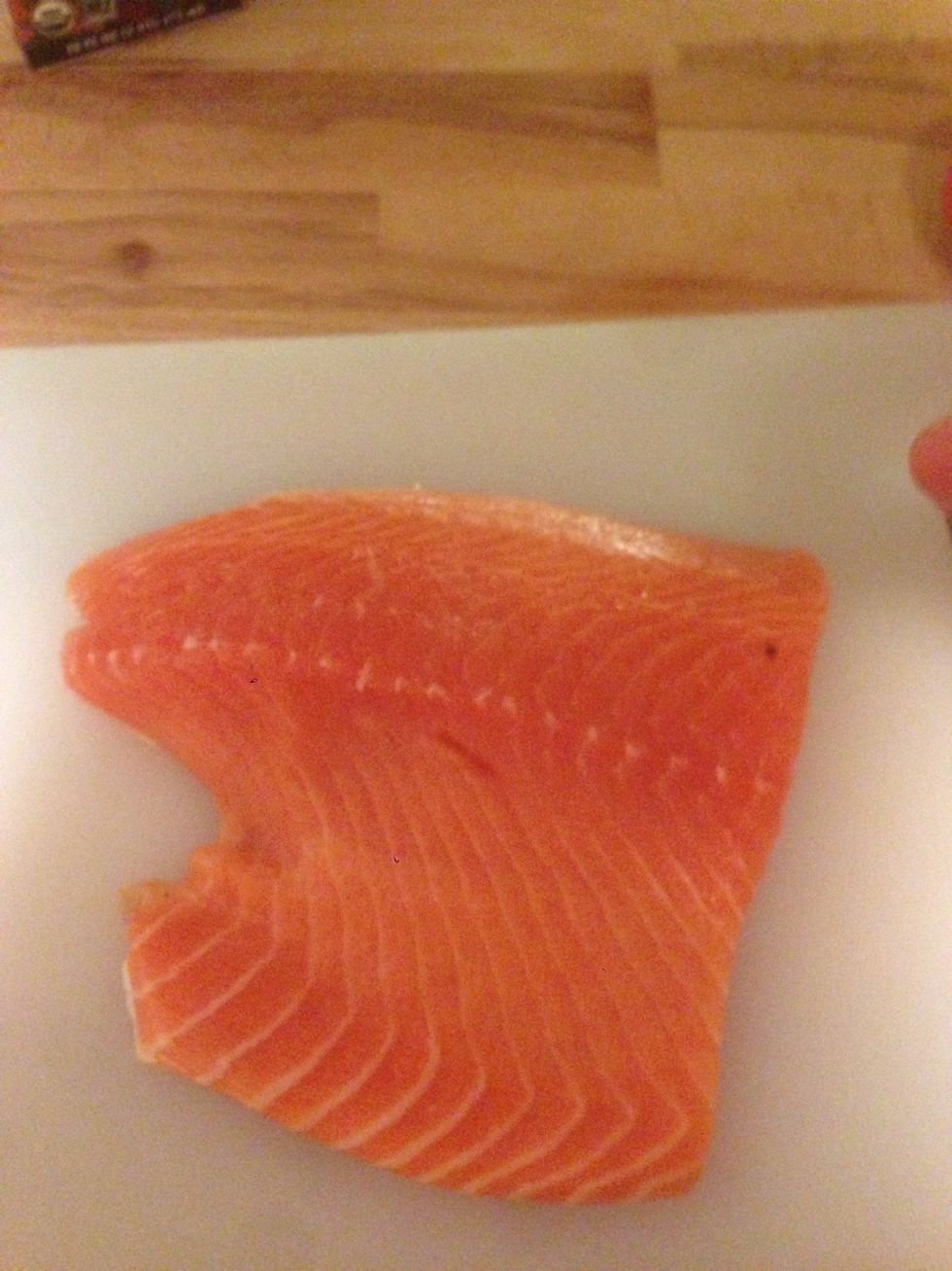 Cut salmon in cube