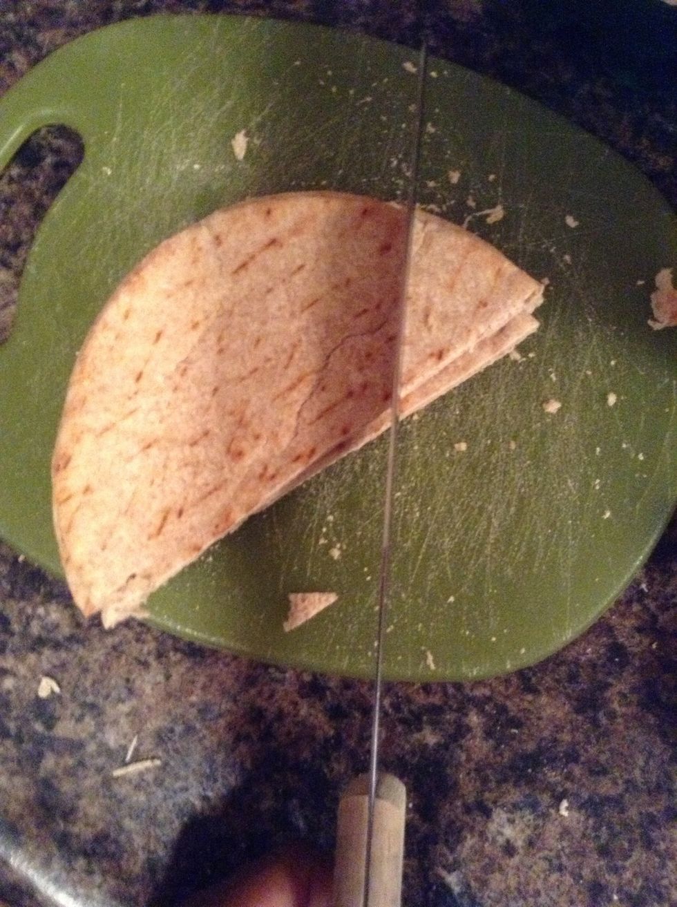 Cut second half into triangles
