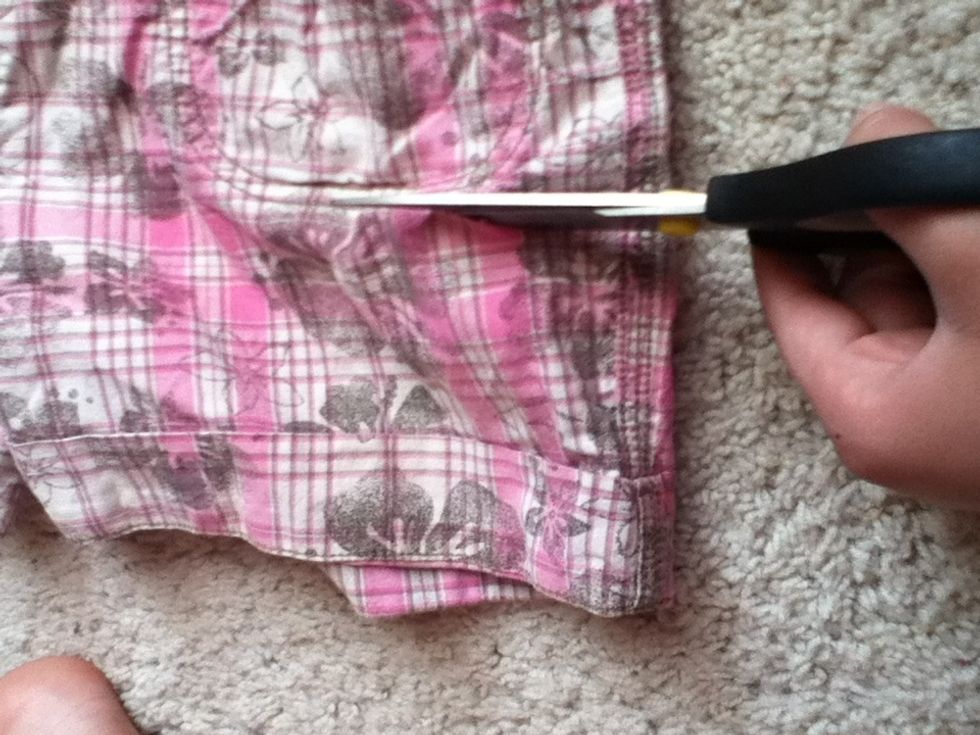 Cut shorts into a square into whatever size bow you want