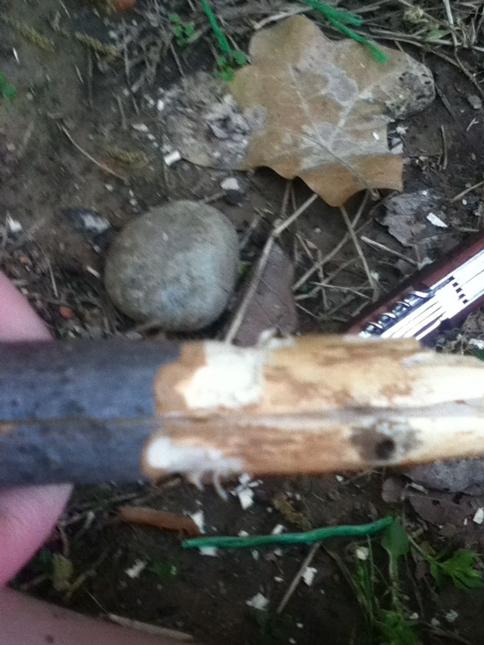 Cut small notches in the ends of the stick for the string go around