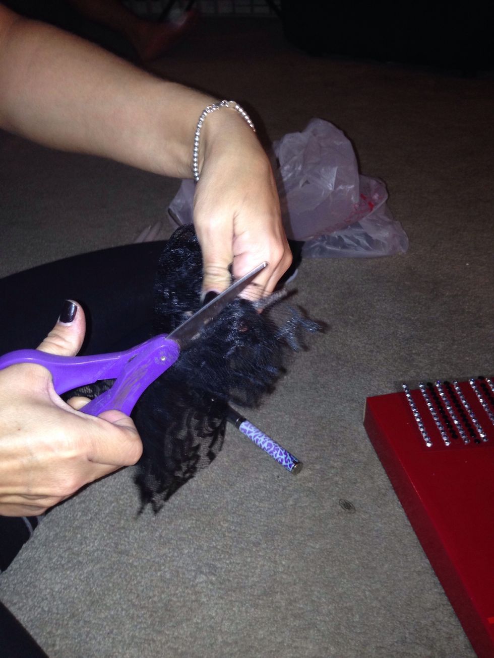 Cut small piece of lace