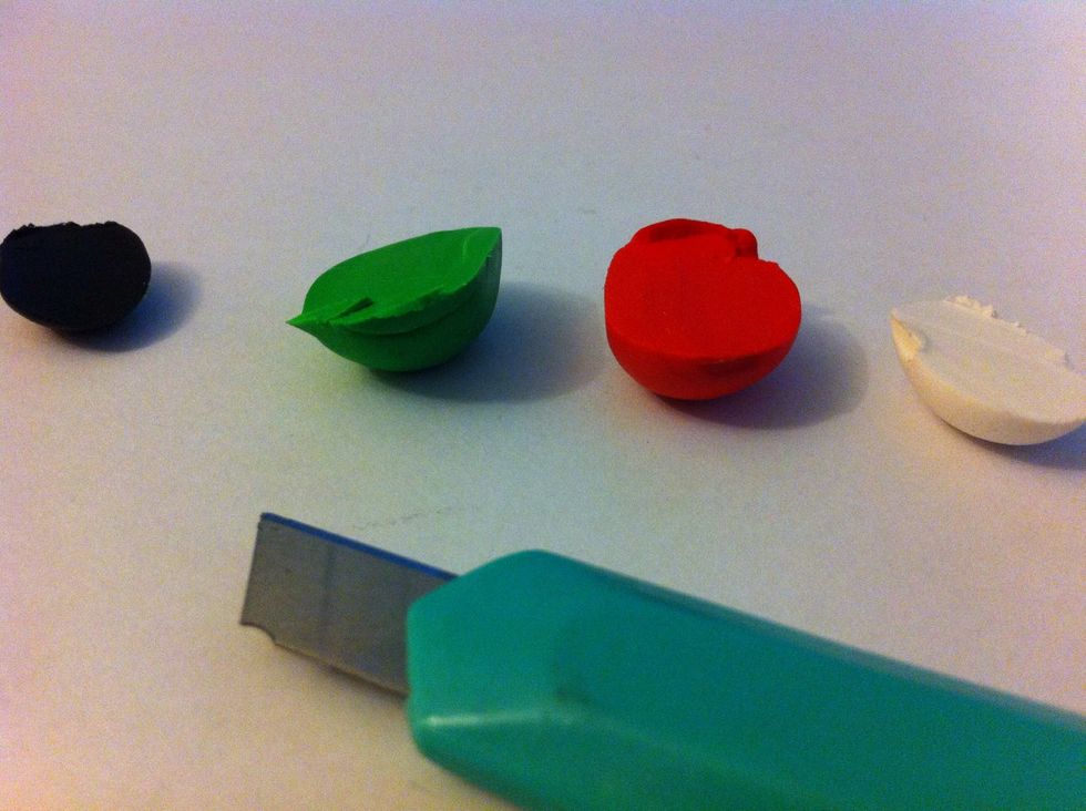 Cut small pieces of each color.