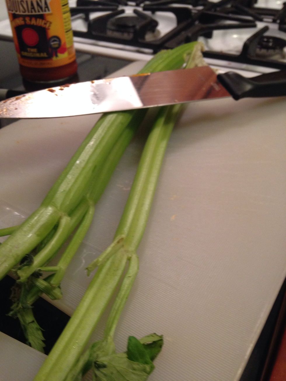 Cut some celery into 10 cm sticks