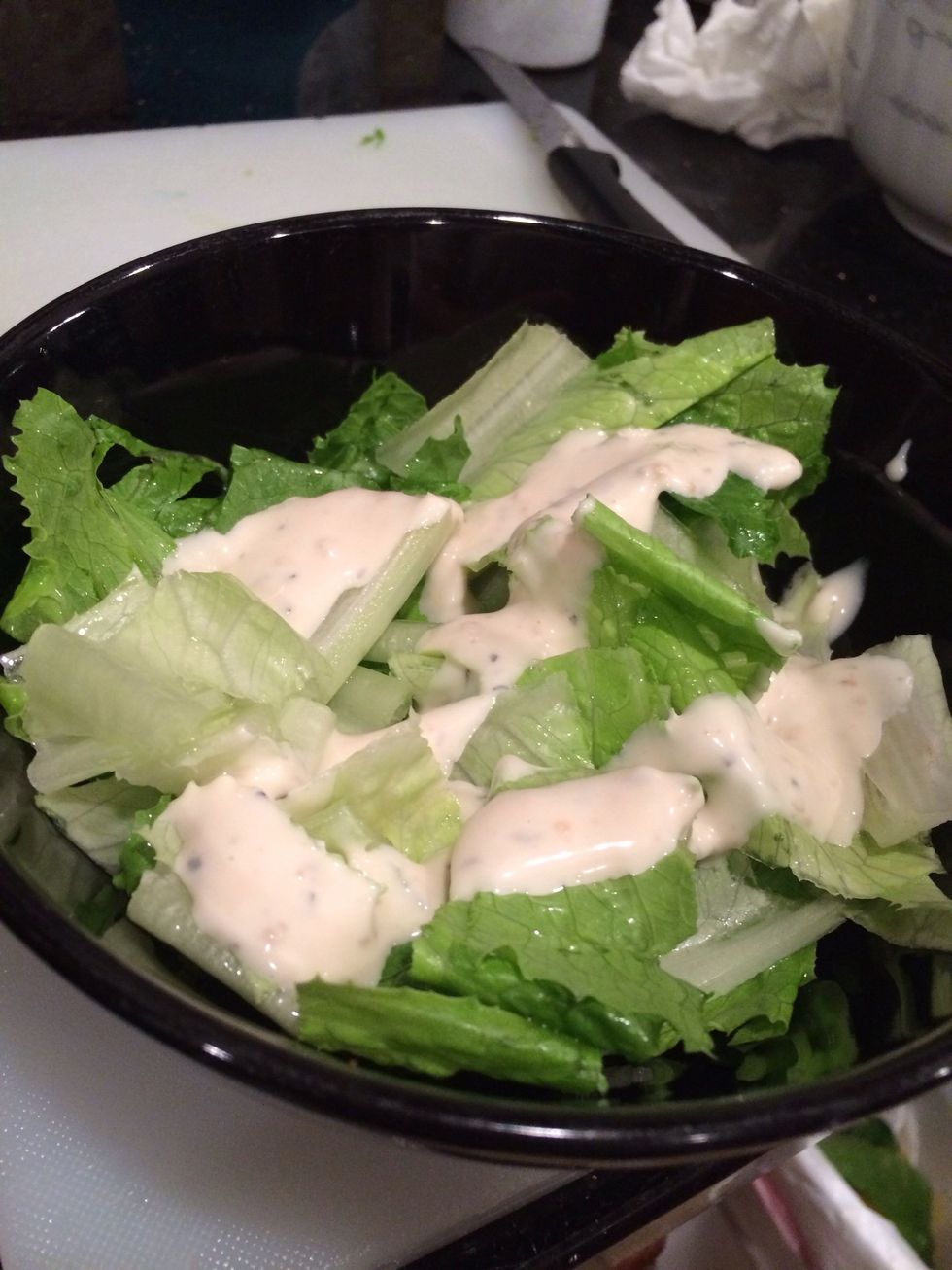 Cut some lettuce and add desired amount if dressing