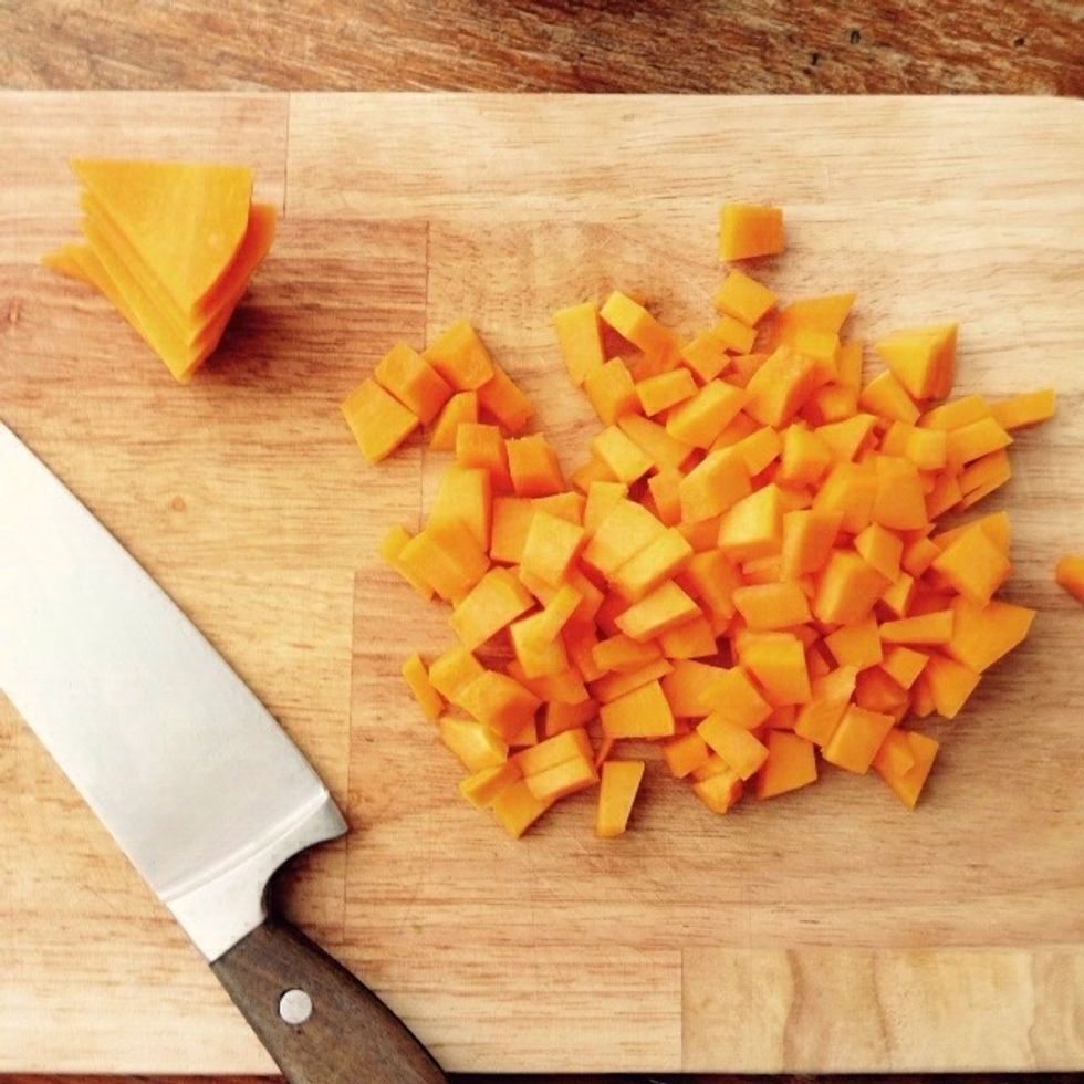 Cut some thin slices and set aside, dice the rest