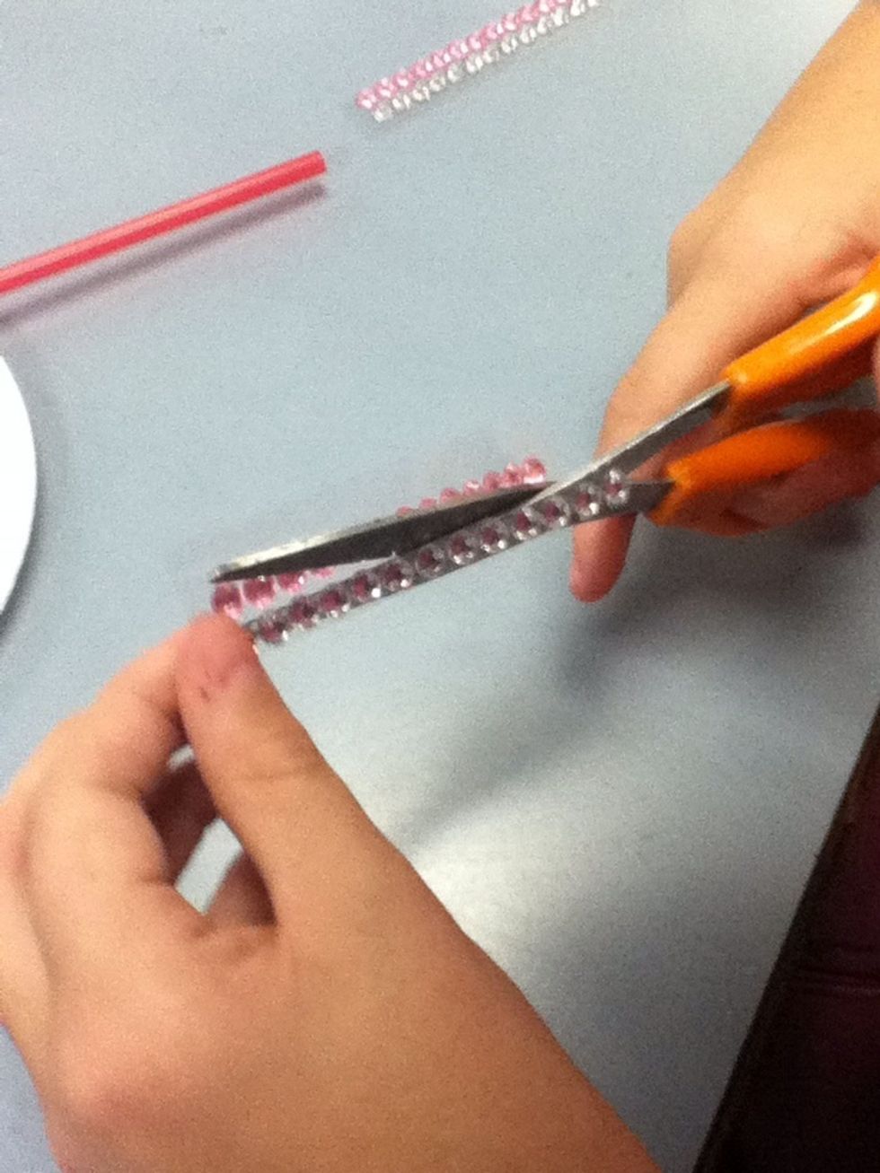 Cut sticky jewels ready to add to headband